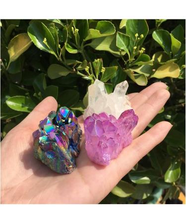 3pcs Aura Angel Crystal Cluster Natural Titanium Coating Gemstone Quartz Cluster Home Decor 110-120g Decoration - Buy Online on GoSupps.com