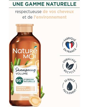 Natur Moi - Sulfate-Free Volume Shampoo - Care for Fine and Flat Hair - Strength and Volume - Organic Bamboo and Ginseng - 95% Natural Origin - 250 ml - Made in France - Buy Online on GoSupps.com