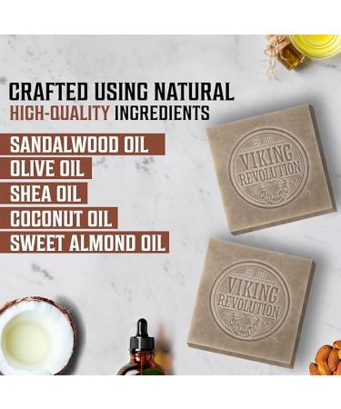 Viking Revolution Sandalwood Natural Soap for Men - 2 Pack Men's Bar Soap with Essential Oils - Nourishing Blend of Coconut  Shea  and Almond Oil - Buy Online on GoSupps.com