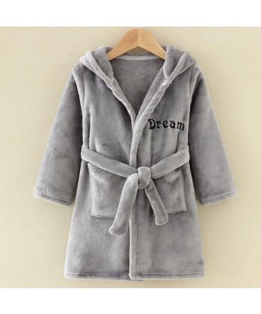 JZLPIN Unisex Baby Hooded Bathrobe | Flannel Pajamas for Boys & Girls 2-3 Years | Gray Kids Dressing Gown - International Shipping Available - Buy Online on GoSupps.com