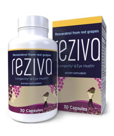 Reziva Resveratrol Supplement - Ultra High Potency & Doctor Formulated - Transresveratrol Supplements - Grapeseed With Resveratrol - For Longevity Eye Health And Overall Well-Being - 30 Veg Capsules