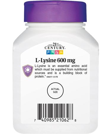 21st Century L-Lysine 600 mg - 90 Tablets | Immune Support & Healthy Skin - Buy Online on GoSupps.com