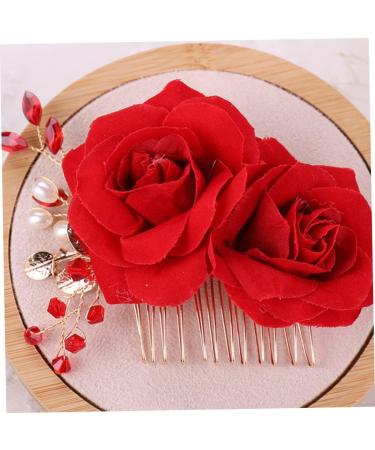 FRCOLOR Hair Comb lumae luminance Bridal rose headpiece Red hair comb garlands for decor bride hair clip Bride Hair Comb decorative hair combs Bridal Headdress Rose Hair Comb - Buy Online on GoSupps.com