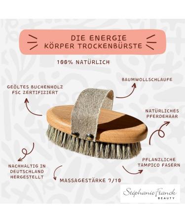 Stephanie Franck Beauty Dry Brushing Body Brush - Eco-Friendly Tampico Fiber & Horse Hair - Peeling & Firming Skin - Plastic-Free Made in Germany - Buy Online on GoSupps.com