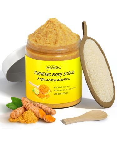 Turmeric and Vitamin C Body Scrub Exfoliating Scrub Remove Dead Skin Improve Dark Spots Acne Natural Deep Cleansing Exfoliator for Body Butt Bikini Area Body Care for Men Women with Loofah - Buy Online on GoSupps.com
