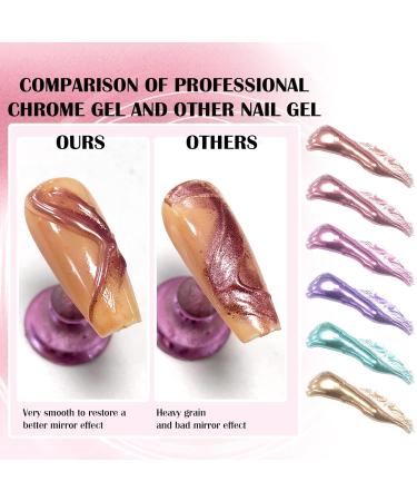 U-Shine Chrome Nail Powder Gel Set - Professional Mirror Effect Sculpture Metallic 3D Nail Art Design - 2 Pack 10ml DIY Nail Glue Gel - Buy Online on GoSupps.com