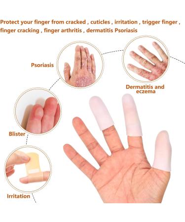 20 PCS Silicone Gel Finger Cots - Finger Protectors for Dry Skin, Cracking, Eczema, Arthritis - Rubber Finger Covers (2 Sizes, White) - Buy Online on GoSupps.com