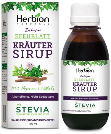 Herbion Naturals Ivy Leaf Cough Syrup with Thyme and Licorice 5 FL Oz Soothes Throat Alcohol Free Sugar Free with Stevia Pack of 2 - Buy Online on GoSupps.com