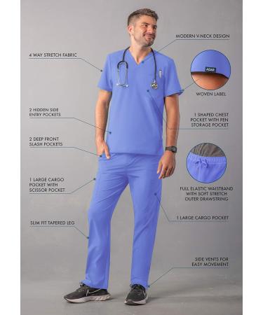 Adar Addition Men's Go-Everyday Stylish Scrub Set - Medium Ceil Blue - Buy Online on GoSupps.com