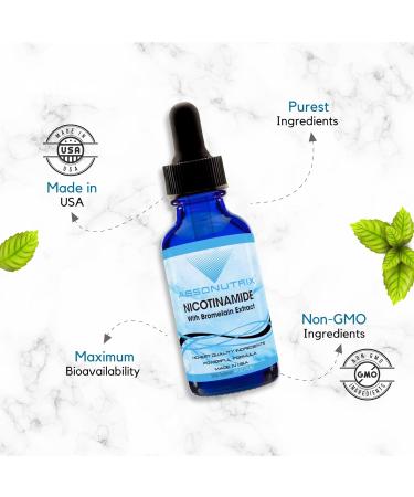Buy Absonutrix Nicotinamide with Bromelain Extract - Advanced 390 mg Liquid 302 Servings Non-GMO Made in USA - Fast Shipping Worldwide - Buy Online on GoSupps.com