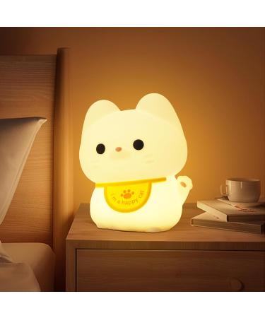 OkiyiD Cat Night Light Fortune Cat Lamp - Touch Control, Rechargeable, Dimmable Bedside Lamp for Nursery - Perfect Cat Gift for Girls and Boys! - Buy Online on GoSupps.com