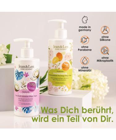 Jean & Len Tropical Hand Soap Mango & Avocado | Gentle Liquid Soap for Sensitive Skin | Vegan | 250ml - Buy Online on GoSupps.com