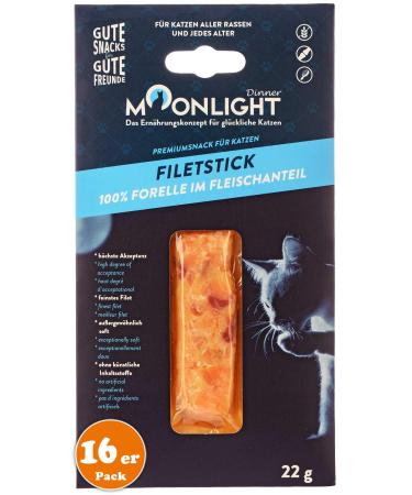 Moonlight Katzensnack Filet stick with trout cereal-free 100% trout in the meat content Katzenleckerli with high acceptance exceptionally soft (16 x 22 g trout) trout (16 Pack)