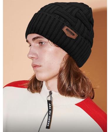 Loritta Winter Hat Warm for Men - A-black With Weave - One Size - Buy Online on GoSupps.com