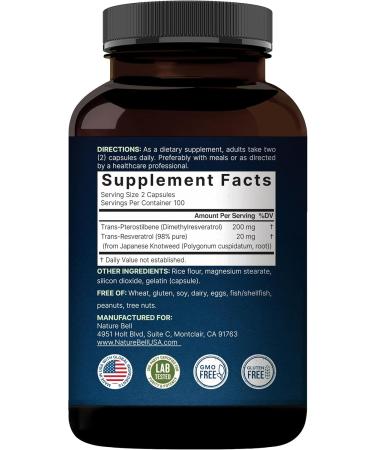 Pterostilbene Quercetin Supplements 200mg - 200 Capsules | Wild Blueberry Sourced for Healthy Aging, Memory, and Cardio Health - Buy Online on GoSupps.com