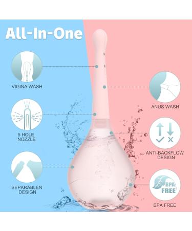 PropoDusche Anti Back-Flow Douche Enema Kit with 5-Hole Nozzle - Pink Silicone Enema Cleaner for Men and Women - Buy Online on GoSupps.com