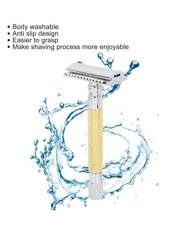 Men's Shaving Set - Gold Manual Double Edge Safety Razor & Washable Beard Grooming Kit for Men - Buy Online on GoSupps.com