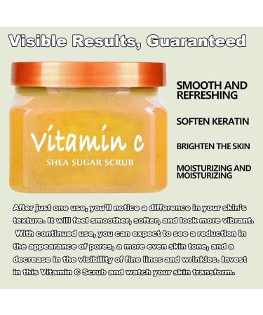 Facial Scrub Vitamin C Shea Sugar Scrub Ultra Hydrating and Exfoliating for Nourishing Essential Body Care Improves Acne Scars Blackheads Pore Size and Skin Texture - Buy Online on GoSupps.com