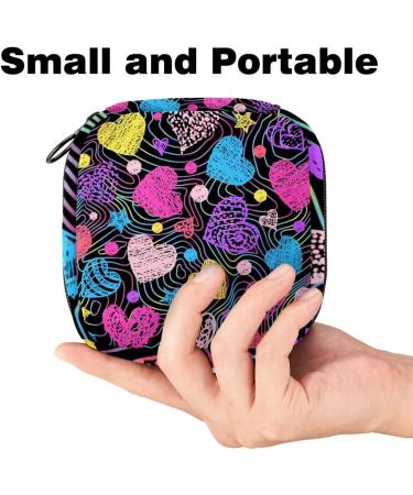 Colorful Hearts Storage Bags for Women's Bandages & Menstrual Products | Portable Tampon & Pad Holders for School & Office - Buy Online on GoSupps.com