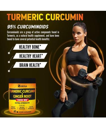 6-in-1 Turmeric Curcumin with Ginger Capsules - 13050mg Equivalent, Joint Support, Anti-Inflammatory, 60 Count - Buy Online on GoSupps.com