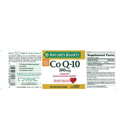 Nature's Bounty Co Q-10 100 mg - 45 Rapid Release Softgels | Heart Health Supplement - Buy Online on GoSupps.com