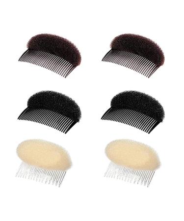 PMELCXD 6 Pieces Bump It Up Volume Hair Base Set Sponge Styling Insert Braid Tool Hair Bump Up Comb Clip Bun Hair Pad Accessories for Women Girls DIY Hairstyle