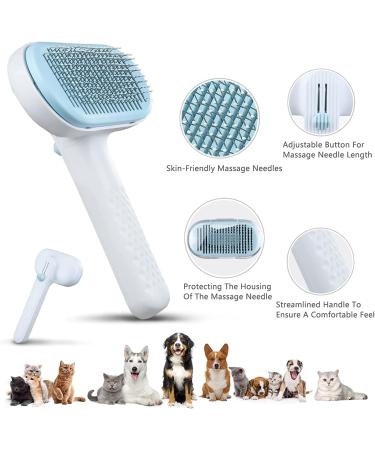 GOSCIEN Self Cleaning Pet Grooming Brush for Dogs & Cats | Removes Loose Fur, Tangles, & Dirt | Stable Thicker Bristles | Great for Medium Long Hair | Blue - Buy Online on GoSupps.com