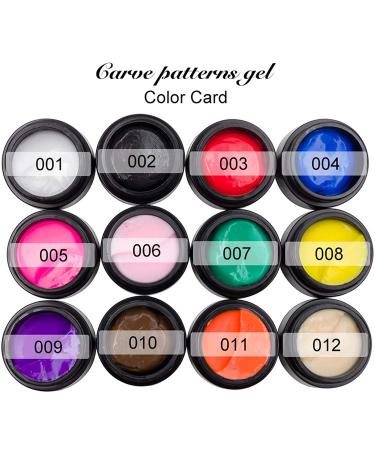Saviland 3D Sculpture Gel Nail Art Kit - 12pcs Carving Gels for Decoration Patterns in White Pink Red Blue Black - 0.28oz - Buy Online on GoSupps.com