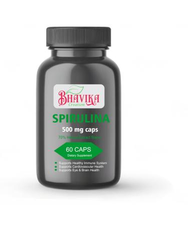bhavika Creation Spirulina Capsules 60 Count 500mg Herbal Ayurvedic Capsules