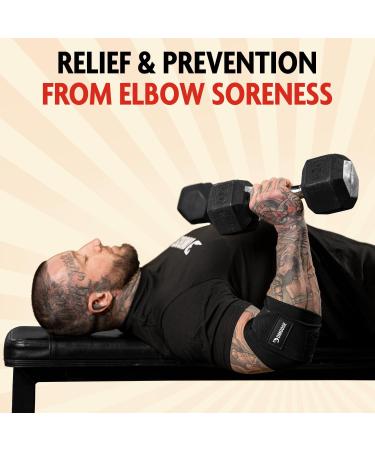 DMoose Fitness Elbow Wraps - For Weightlifting Bench Press & Powerlifting | 40 Nylon Elbow Straps for Men & Women - Joint Stability & Injury Recovery Support - Buy Online on GoSupps.com