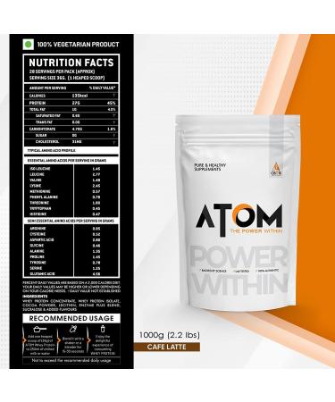 Asitis Nutrition Atom Whey Protein 1kg - USA Labdoor Certified 27g Protein Gluten-Free Digestive Enzymes Caf Latte Flavor - International Shipping Available - Buy Online on GoSupps.com