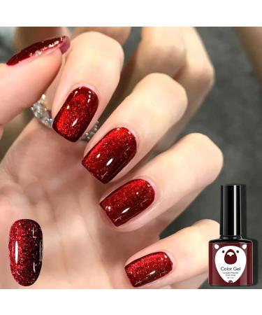Red Gel Nail Polish Set Glitter Dark Red Burgundy Cherry Red Gel Polish Sets Soak Off LED/UV Lamp Manicure Long Lasting Nail Varnish Kit for Christmas Women Nail Art Salon DIY Home - Buy Online on GoSupps.com