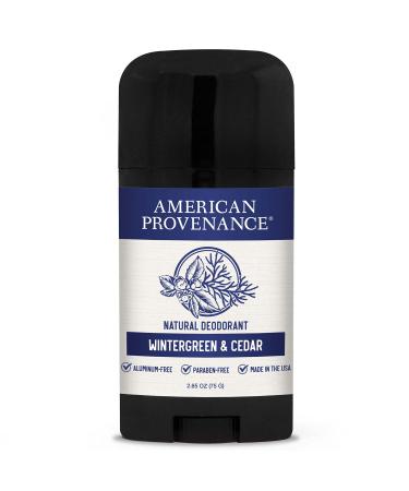 American Provenance All Natural Deodorant for Men - Aluminum Free Deodorant for Men that Lasts All Day - Made in the USA with Essential Oils & Cruelty Free - Wintergreen, Fir, Cedar (1 Pack) Wintergreen & Cedar