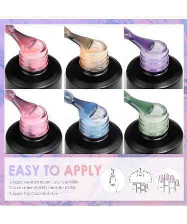 SEISSO Transparent Nude Jelly Gel Nail Polish Set - 6 Sheer Colors for DIY Nail Art - Perfect Gift for Girls and Women - Buy Online on GoSupps.com