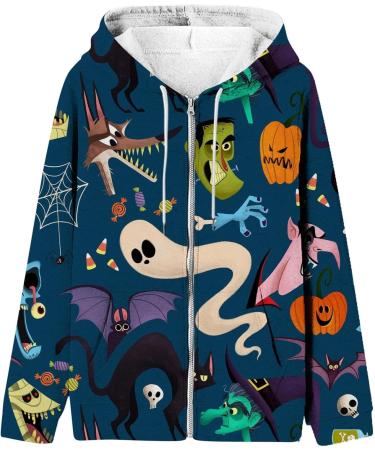Halloween Costumes Bat Hooded Sweatshirt Long Sleeve Pocket Zipper Sport Coat Loose Women's Hooded Sweatshirt X-Small Green - Buy Online on GoSupps.com