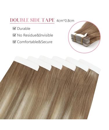 SixStar Hair Tape-In Extensions 40cm | 50g 16 Inch Balayage Ash Brown to Ash Blond | Real Hair for Women - Buy Online on GoSupps.com
