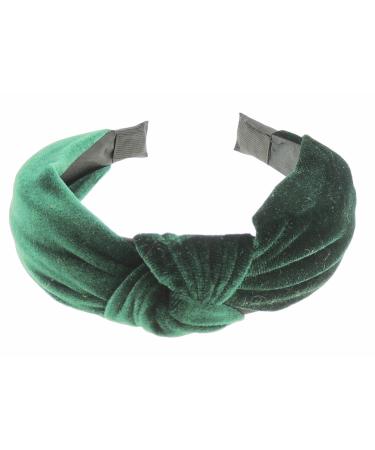 Velvet Knotted Top Knot Twist Twisted Turban Fashion Formal Evening Boho Vintage Headband Alice Band Women Hair Accessory Hairband Christmas Birthday Wedding Guest Bridesmaid (Emerald Green)