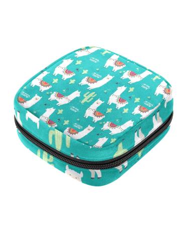 Alpaca Cactus Pattern Sanitary Napkin Storage Bag Feminine Product Pouches Portable Period Kit Bag Menstruation First Period Bag for Women Teen Girls Ladies Menstrual Cup Pouch Tampon Bags Color 6