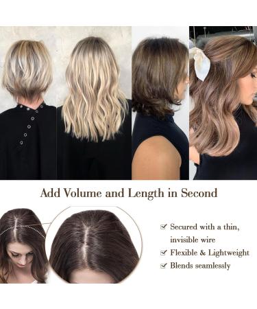 Ms Taj Blonde Halo Hair Extensions 12 | Adjustable Clips, Synthetic Curly Hair Piece for Women - Bleach Blonde - Buy Online on GoSupps.com