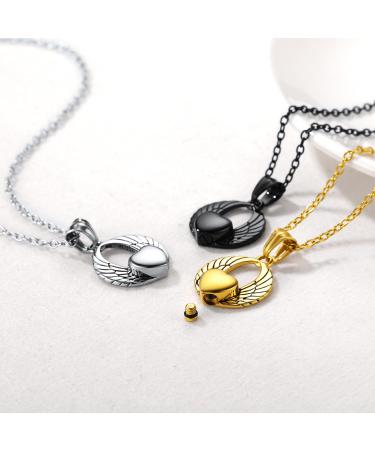 U7 Women's Gold Cremation Urn Necklace for Ash - Celtic Knot Dog Feet Wings Crucifix & Cylinder Pendant - Stainless Steel Burial Jewelry for Men - Buy Online on GoSupps.com