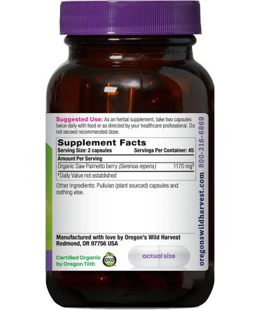 Organic Saw Palmetto Capsules by Oregon's Wild Harvest | Non-GMO | 1170mg | 90 Count - Buy Online on GoSupps.com