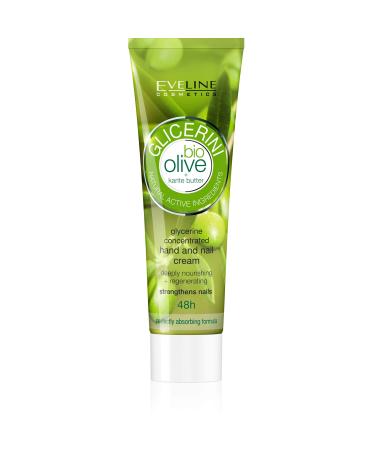 Eveline Cosmetics Glicerini Moisturising Repair Hand Cream with Olive Extract | 100 ML | Skin Heeling Cream for Cracked Hands and Dry Rough Skin | Hydro Boost | Fast-absorbing Daily Skin Care
