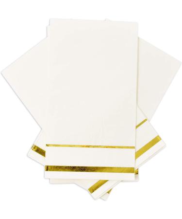 Gold Trim Guest Napkins - Elegant Disposable Paper Hand Towels for Weddings & Parties - Buy Online on GoSupps.com