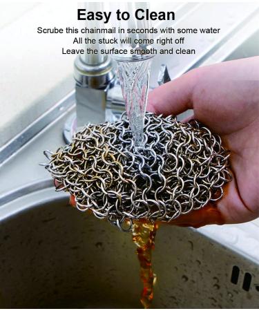 SUJAYU 7 Inch Cast Iron Cleaner - Stainless Steel Chainmail Scrubber for Seasoning Protection | Cookware Accessories - Buy Online on GoSupps.com