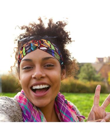 African Boho Print Headbands - Set of 12 | Twist Knot Elastic Hair Bands for Women & Girls - Ideal for Workout, Yoga, Sports - Vintage Criss Cross Headband Accessories - Buy Online on GoSupps.com