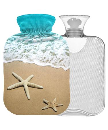 Naanle Seestern Sea Wave Wave Heat bottle MITVATED transparent hot water bottle 2l large hot hot water bottle for bed hand feet warmer pain relief heat and cold therapy