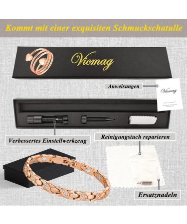 Vicmag Lymphatic Drainage Magnetic Bracelet for Women - Titanstahl Ultrast-Strong Magnets Rose Gold Crystal X Shape Gift Box Included - Buy Online on GoSupps.com