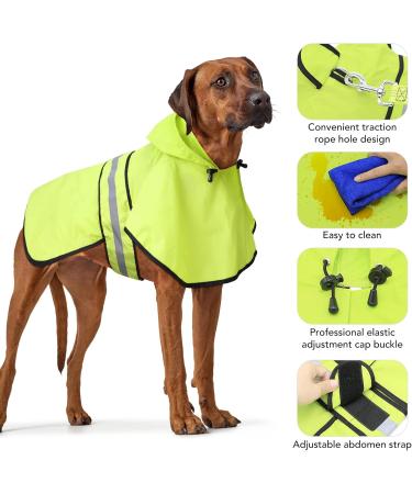 Weesiber Reflective Waterproof Dog Rain Coat | Adjustable Light Pet Jacket with Hood for Small to Large Dogs - S Green - Buy Online on GoSupps.com