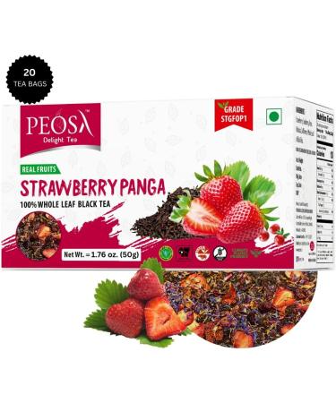 Peosa Delight Tea - Strawberry Panga Loose Leaf Black Tea Natural & Exotic Fruits Strawberry - Cranberry - Rose - Hibiscus Hot & Iced Tea Natural Flavors 3.52 oz Box 40 cups. - Buy Online on GoSupps.com
