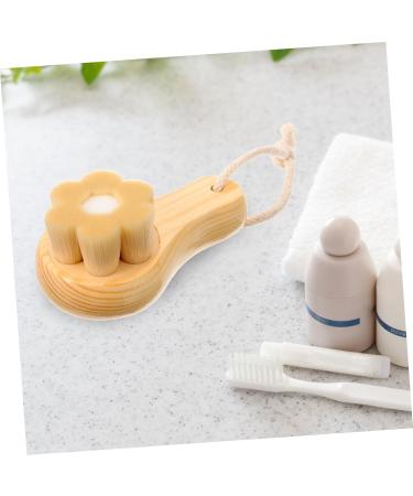 Housoutil Facial Wash Brush with Wooden Handle Face Brush Face Sponges Facial Cleansing Brush Face Scrubber Face Exfoliator Face Dry Brush Manual Cleasing Milk Artificial Fiber - Buy Online on GoSupps.com